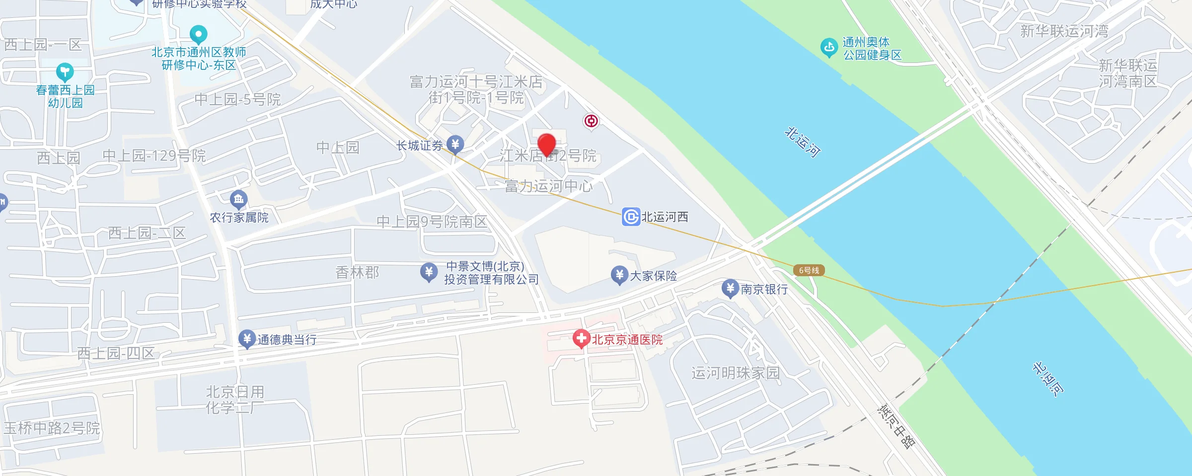 北京诚立集团总部区位示意图：北京市通州区富力中心，邻地铁6号线北运河西站